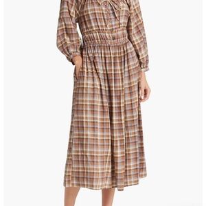 NWOT Madewell Sophia Long Sleeve Stretch Cotton Gauze Midi Dress Size M.